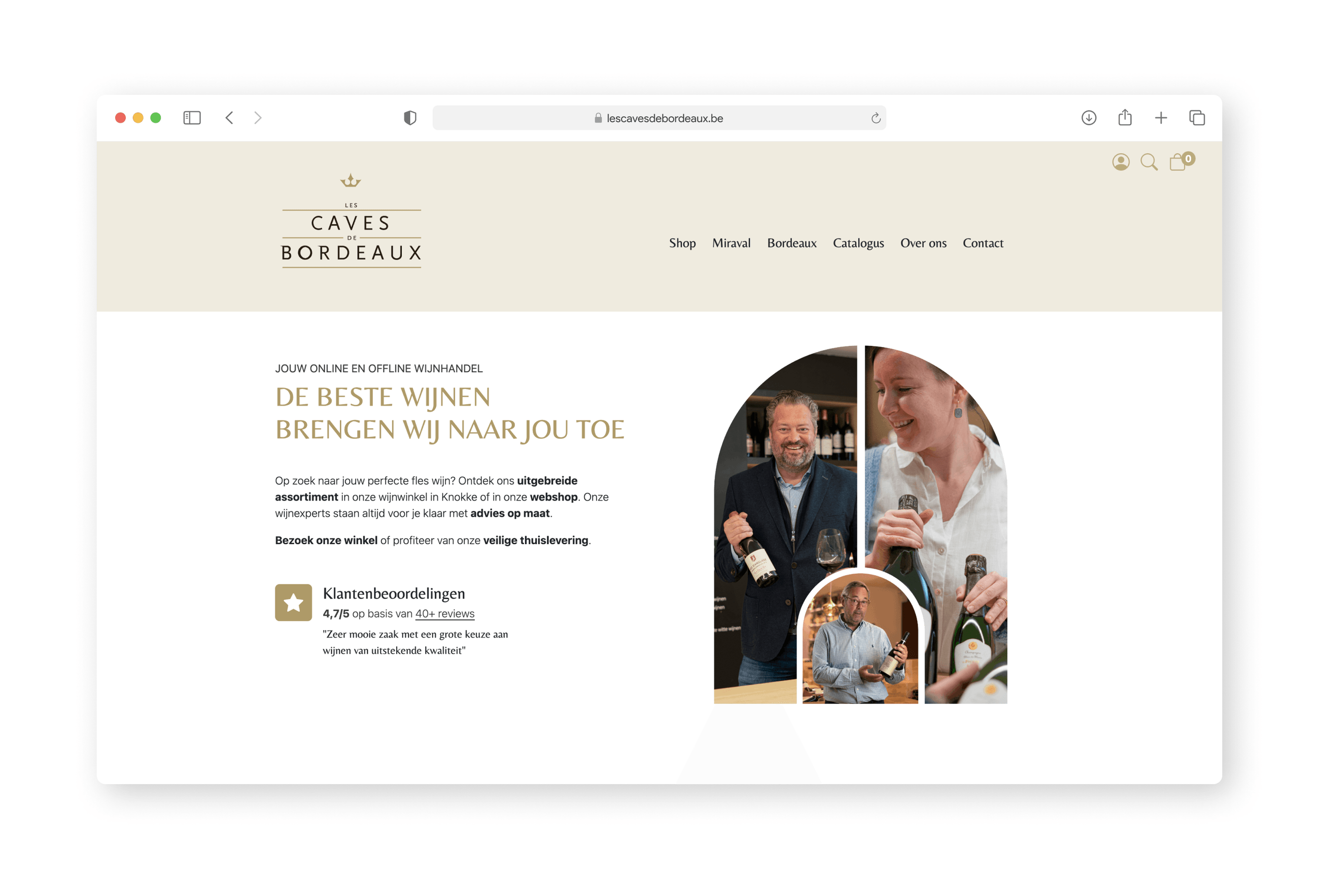 Les Caves de Bordeaux Website UX en UI design door Media Belgium