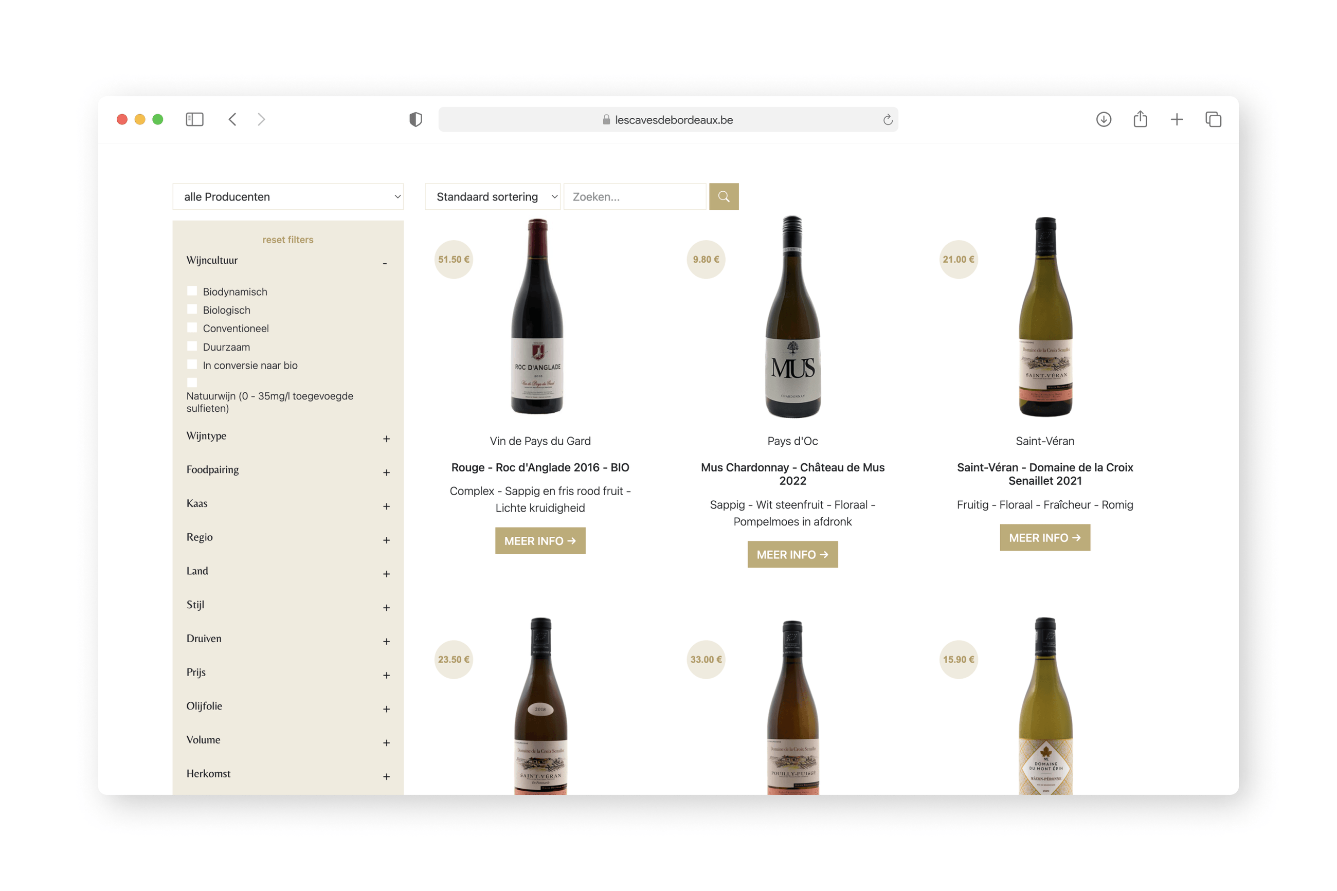 Les Caves de Bordeaux Website UX en UI design door Media Belgium